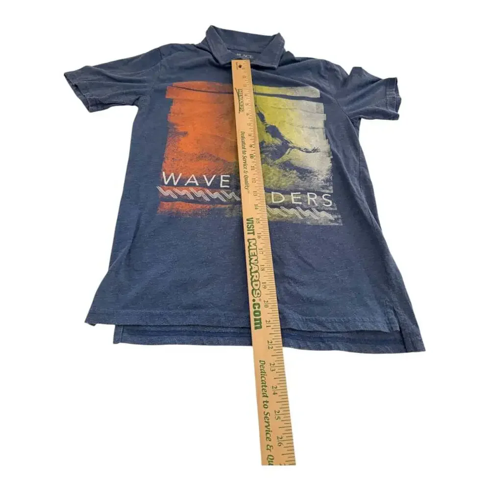 The Children's Place Blue Wave Riders Graphic Short Sleeve Polo Shirt XL 14